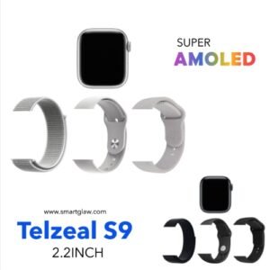 Telzeal S9 Amoled 2.2Inch شاشة سوبر اموليد 2.2 انش، إجراء والرد على المكالمات، إشعارات التطبيقات بلغة عربية صحيحة، توقيت 12&24 ساعة، NFC، مقاوم للماء IP68.