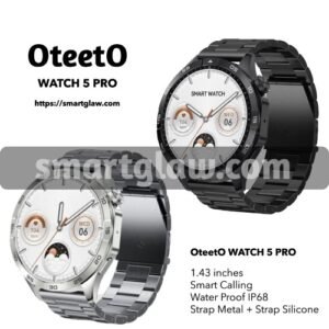 Oteeto Watch 5 pro ساعة ذكية مع شاشة AMOLED 1.43 Inches، تدعم استقبال الإشعارات, مقاومة للماء بمعيار IP68, إجراء و استقبال المكالمات مباشرة من الساعة.