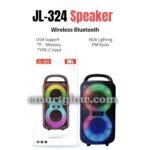 JL-324 Wireless Bluetooth مكبر صوت بلوتوث لاسلكي محمول, يدعم كارت ميموري, مدخل USB مع كابل شحن Type-C, إضاءة بألوان قوس قزح, مصمم بشكل أنيق, صوت مجسم ونقي.