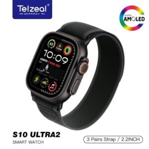 Telzeal S10 Ultra2 شاشة Super Amoled عالية الجودة, تحويل الحديث الصوتي إلى حديث مكتوب, تدعم خلفيات 3D بسبب جودة الشاشة العالية, خاصية Dynamic Island.