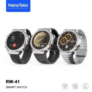 Haino Teko RW-41 Original شاشة كاملة مستديرة بحجم 46 مم توفر تجربة عرض رائعة, إجراء والرد على مكالمات, إشعارات التطبيقات، متوافقة مع أجهزة Android و iOS.