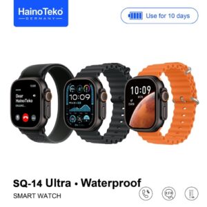 Haino Teko SQ-14 Ultra WaterProof شاشة اموليد بمقاس 49mm.إجراء والرد على مكالمات، إشعارات التطبيقات بلغة عربية صحيحة. توقيت 12 ساعة و 24 ساعة.