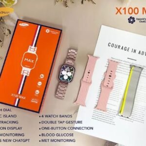 X-Inova Germany X100 Max تدعم إجراء والرد على المكالمات من الساعة مباشرة, دعم إشعار التطبيقات بلغة عربية صحيحة, توقيت 12&24 ساعة, 2 وضع Always on Display, عدد كبير من الخلفيات المجانية بالبرنامج الخاص بالتشغيل, خاصية Dynamic Island.