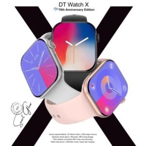 DT Watch X 10th شاشة Amoled بمقاس 2.06 .إجراء والرد علي المكالمات، تحميل الأسماء بعدد كبير جداً. مساحة داخلية 32 جيجا، ربط الساعة بالإيربود مباشرة.
