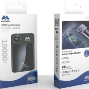 Majentik MJ-02 10000mAh Wireless يدعم الشحن اللاسلكي للأجهزة المتوافقة مع التقنية اللاسلكية يحتوي على مدخل Type-C لشحن الباور بانك نفسه وأجهزتك بنفس المدخل ومخرج آخر USB.