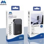 Majentik MJ-22 10000mAh متوافق مع الشحن السريع PD بقوة 22.5W ومؤشر شاشة ديجيتال رقمية LED يعرض مقدار الطاقة المتبقية في الباور بانك.مثالي للسفر لشحن العديد من الأجهزة 4 مخرج (كابل مدمج Lighting وكابل مدمج Type-C وUSB وType-c PD) و مدخل مدمج Plug.