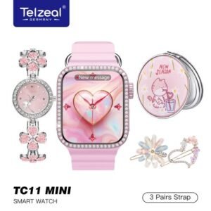 Telzeal Germany TC11 Mini 38mm تمزج هذه الساعة الذكية بسلاسة بين الأسلوب والتكنولوجيا المتقدمة، مما يوفر للمستخدمين جاذبية جمالية لحياتهم اليومية, إجراء والرد على المكالمات من خلال الساعة, إشعارات التطبيقات, سلاسة رهيبة في التنقل بين القوائم, تتوافق مع Android و iOS.