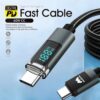  Cable Type-C To Type-C توفير تجربة شحن سريعة 60W / 5A، الخيار المفضل لمستخدمي أجهزة Android ، نقل الملفات بين الأجهزة بشكل سريع، يدعم شاشة LED توضح الطاقة.