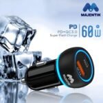 Majentik M-CC01 60W بقوة 60 واط، المصمم لتوفير شحن سريع وفعال أثناء تنقلك. بفضل خرجه القوي بقوة 60 واط،يسمح لك بشحن أجهزة متعددة في وقت واحد، Type-C & USB-A