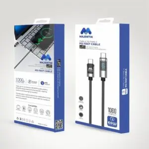  Cable Type-C To Type-C توفير تجربة شحن سريعة 60W / 5A، الخيار المفضل لمستخدمي أجهزة Android ، نقل الملفات بين الأجهزة بشكل سريع، يدعم شاشة LED توضح الطاقة.