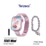Telzeal TC07 Mini 38mm شاشة أموليد بجودة عالية جداً 38mm، إشعارات التطبيقات بلغه صحيحة وسليمة، خاصية Dynamic Island، مع 7 ستراب، بريسليت Bracelet