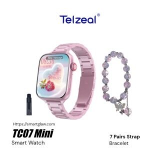 Telzeal TC07 Mini 38mm شاشة أموليد بجودة عالية جداً 38mm، إشعارات التطبيقات بلغه صحيحة وسليمة، خاصية Dynamic Island، مع 7 ستراب، بريسليت Bracelet