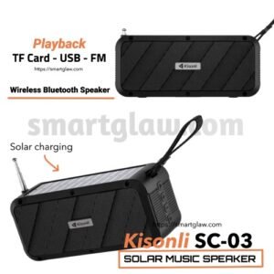 Kisonli SC-03 Bluetooth Speaker ،يعمل بتقنية البلوتوث يتميز بصوت ستيريو نقي وواضح، مدخل كارت ميموري ومدخل فلاشة USB، يدعم راديو FM، تقنية البلوتوث الموثوقة.