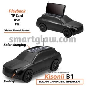 Kisonli B1 Wireless Speaker مكبر صوت بلوتوث على شكل سيارة بسعة بطارية 1200mAh. تصميم لأداء صوتي عالي الجودة، اتصال لاسلكي، تقنية الشحن بالطاقة الشمسية.