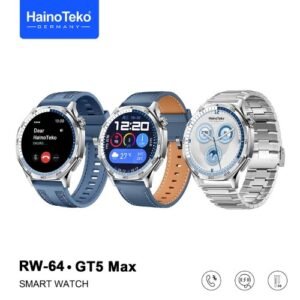 Haino Teko-GT5 Max RW-64 شاشة أموليد عالية الدقة بمقاس 1,43 بوصة، إجراء والرد على المكالمات، إلتقاط الصور من الساعة، تطبيق مسلم، NFC، تتوافق Android و iOS،