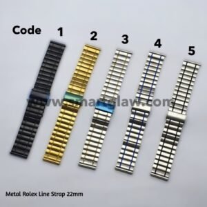 Metal Rolex Line Strap 22mm ستراب لساعات هواوي وأورايمو وهاينو تيكو وغيرها من الساعات الذكية ستراب 22 مم.، غير من شكل ساعتك الذكية وأجعلها أكثر جاذبية.