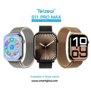 Telzeal S11 Pro Max Series10 شاشة اموليد بجودة عالية جداً 2.02 بوصة، 6 وضع always on display، نسخة Ai إتصال بالإنترنت عن طريق نقطة الاتصال - Hotspot.