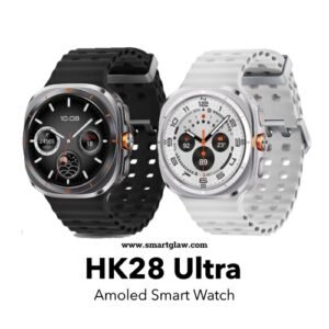 HK28 Ultra Round Amoled شاشة أموليد عالية الدقة، إجراء والرد على المكالمات، تشغيل المقاطع الصوتية من الساعة، إلتقاط الصور من الساعة، الطقس، بوصلة، NFC