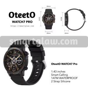 Oteeto Watch7 Pro ساعة ذكية مع شاشة AMOLED 1.43 Inches، تدعم استقبال الإشعارات, مقاومة للماء بمعيار 1ATM, إجراء و استقبال المكالمات مباشرة من الساعة.