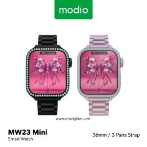 Modio MW23 Mini إجراء والرد على المكالمات, إشعارات التطبيقات, شاشة مقاس 36mm بجودة عالية جداً, سلاسة رهيبة في التنقل بين القوائم, Android و iOS.