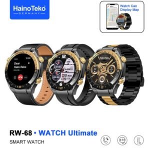 Haino Teko RW-68 Watch Ultimate شاشة أموليد بمقاس 1,43 بوصة، إجراء والرد على المكالمات،إلتقاط الصور من الساعة، تدعم نظام تحديد المواقع، تطبيق مسلم، NFC.