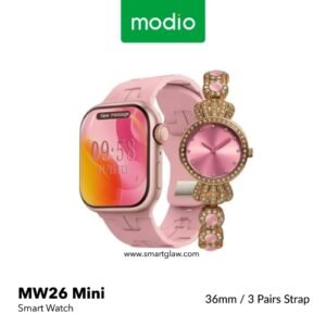 Modio MW26 Mini إجراء والرد على المكالمات, إشعارات التطبيقات, شاشة مقاس 36mm بجودة عالية جداً, سلاسة رهيبة في التنقل بين القوائم, Android و iOS.