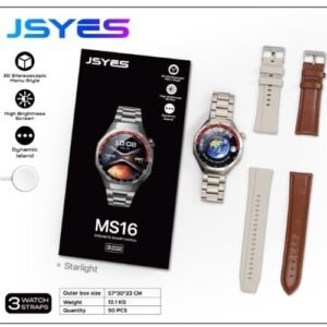 JSYES MS16 Smart Watch شاشة عالية الدقة بمقاس 1,43 بوصة، إجراء والرد على المكالمات، إلتقاط الصور من الساعة، توقيت 12 ساعة أو 24 ساعة، تتوافق Android و iOS.