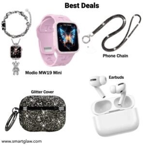 عرض خاص يشمل Modio MW19 Mini مع Earbuds بصوت واضح وجود عالية+ جراب ايربود استراس وسلسلة موبايل. باقة ذكية بسعر موفّر من Smart Glaw.