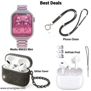 عرض خاص يشمل Modio MW23 Mini مع AirPods Pro2 Semi Original + جراب AirPods استراس وسلسلة موبايل. باقة ذكية بسعر موفّر من Smart Glaw.