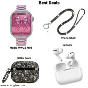 عرض خاص يشمل Modio MW23 Mini مع Earbuds بصوت واضح وجود عالية + جراب ايربود استراس وسلسلة موبايل. باقة ذكية بسعر موفّر من Smart Glaw.