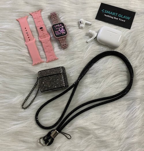 عرض خاص يشمل Modio MW25 Mini مع AirPods Pro2 Semi Original + جراب AirPods استراس وسلسلة موبايل. باقة ذكية بسعر موفّر من Smart Glaw.