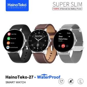 Haino Teko-27 WaterProof شاشة أموليد عالية الدقة بمقاس 1,32 بوصة، إجراء والرد على المكالمات،إلتقاط الصور من الساعة، دعم Always On Display، خلفيات متحركة.