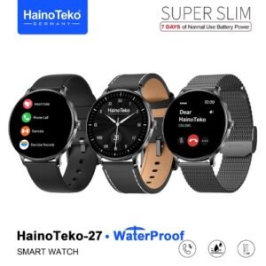 Haino Teko-27 WaterProof شاشة أموليد عالية الدقة بمقاس 1,32 بوصة، إجراء والرد على المكالمات،إلتقاط الصور من الساعة، دعم Always On Display، خلفيات متحركة.
