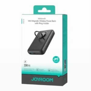 باور بانك JoyRoom JR‑W050 10000mAh مع شحن سلكي 20W وشحن لاسلكي حتى 15W، حامل حلقي مغناطيسي وشاشة LED لعرض الطاقة – تصميم عملي ومناسب للاستخدام اليومي.
