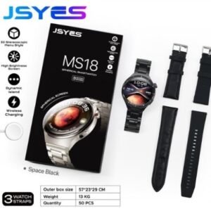 JSYES MS18 Smart Watch شاشة عالية الدقة بمقاس 1,43 بوصة، إجراء والرد على المكالمات، إلتقاط الصور من الساعة، توقيت 12 ساعة أو 24 ساعة، تتوافق Android و iOS.