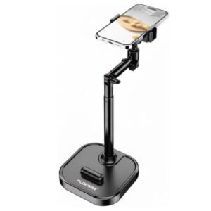 Plokama DT-100 Desktop Stand Holder حامل موبايل وتابلت مكتبي قابل للتعديل 22:41 سم دوران 360° وقاعدة ثابتة لتصوير الفيديو، المكالمات ومشاهدة المحتوى بسهولة