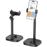Plokama DT-80 360°Rotating Stand Holder حامل موبايل/تابلت مكتبي قابل للتعديل بارتفاع 22:37 سم، دوران كامل 360° وقاعدة ثابتة لمنع الاهتزاز والتصوير الاحترافي