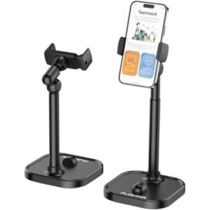 Plokama DT-80 360°Rotating Stand Holder حامل موبايل/تابلت مكتبي قابل للتعديل بارتفاع 22:37 سم، دوران كامل 360° وقاعدة ثابتة لمنع الاهتزاز والتصوير الاحترافي