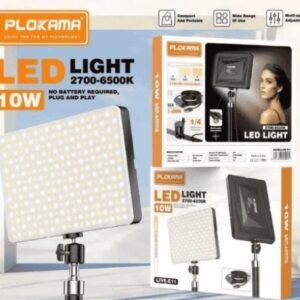 Plokama E11 LED Light Panel إضاءة LED 11 بوصة بقوة 10 W مع درجة حرارة لون 2700–6500 K قابلة للتعديل، مثالية للبث المباشر، السيلفي، والفيديوهات الاحترافية.