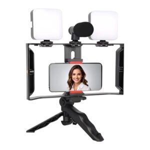 Plokama PK‑778 Video Making Kit طقم مع حامل ثلاثي، مصابيح LED مزدوجة، وميكروفون عالي الجودة مثالي لتسجيل الفيديو وصناعة المحتوى والبث المباشر بجودة احترافية