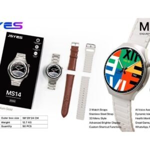 JSYES MS14 Smart Watch شاشة عالية الدقة بمقاس 1,43 بوصة، إجراء والرد على المكالمات، إلتقاط الصور من الساعة، توقيت 12 ساعة أو 24 ساعة، تتوافق Android و iOS.