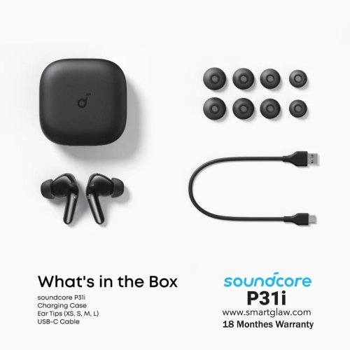 اشترِ Anker Soundcore P31i سماعات أذن لاسلكية بميزة Adaptive ANC لإلغاء الضوضاء، بطارية قوية حتى 50 ساعة، و6 ميكروفونات لتحسين المكالما، ضمان 18 شهر