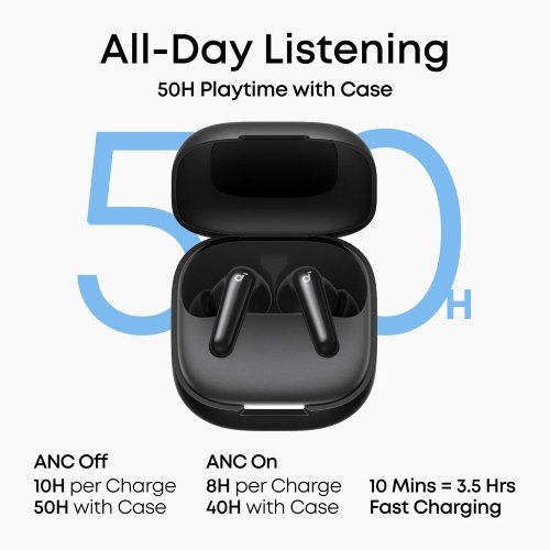 اشترِ Anker Soundcore P31i سماعات أذن لاسلكية بميزة Adaptive ANC لإلغاء الضوضاء، بطارية قوية حتى 50 ساعة، و6 ميكروفونات لتحسين المكالما، ضمان 18 شهر
