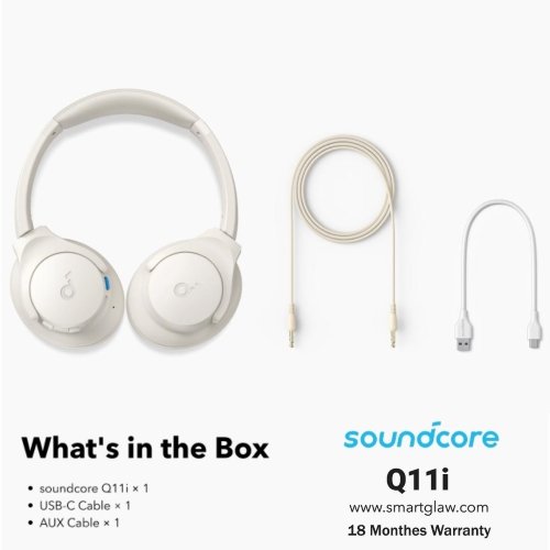 احصل على Soundcore Q11i Wireless Headphones سماعات Bluetooth عالية الأداء ببطارية حتى 60 ساعة، BassUp لتعزيز الجهير مثالية للموسيقى والاتصالات ضمان 18 شهر