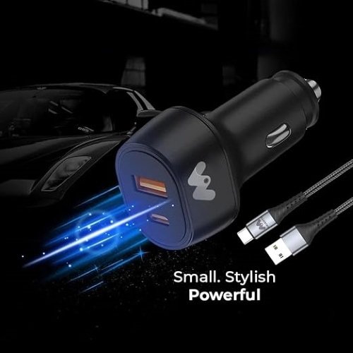 شاحن سيارة Majentik M-CC02 48W Car Charger بمنفذي USB-C وUSB-A ودعم PD & QC للشحن السريع، تصميم ذكي وآمن لتزويد أجهزتك بالطاقة أثناء القيادة.