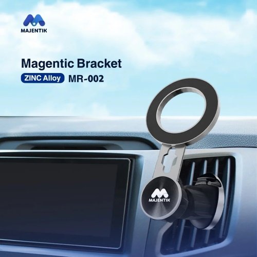 حامل موبايل سيارة Majentik MR‑003 Magnetic Holder مع امتصاص مغناطيسي قوي، دوران 360° وتركيب مرن على اللوحة أو الزجاج — تثبيت آمن وسهل لهاتفك أثناء القيادة.
