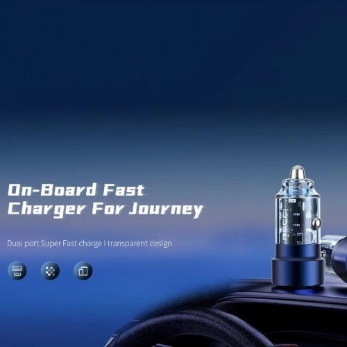 شاحن سيارة Recci RCC-N15 75W Car Charger بقوة 75 W مع منافذ USB-C و USB-A ودعم PD/QC للشحن السريع وآمن لهاتفك وأجهزتك أثناء التنقل، ضمان محلي سنة.