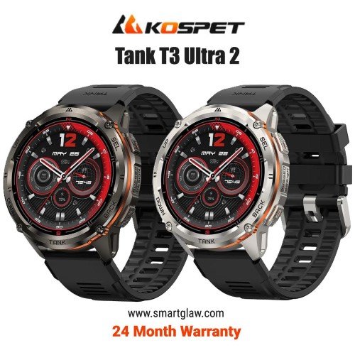 اشتري Kospet Tank T3 Ultra 2 بشاشة AMOLED 1.43 بوصة، GPS مزدوج التردد، مقاومة ماء 5ATM + IP69K، أكثر من 170 وضع رياضي، مكالمات بلوتوث وبطارية حتى 15 يومًا.