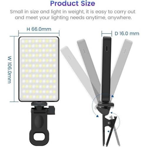 Plokama U160 LED Ring Light ضوء LED محمول مع مشبك للهاتف وقابلية تعديل السطوع و360° دوران، مثالي للسيلفي، فيديوهات المحتوى والبث المباشر.