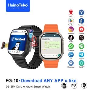 HainoTeko FG-10 Android Watch ذاكرة 64 جيجا , ذاكرة وصول عشوائي 4 جيجا, كاميرا 12MP قابلة للدوران 180°، مع دعم متجر Google play للتطبيقات، إتصال (Wi-Fi)،